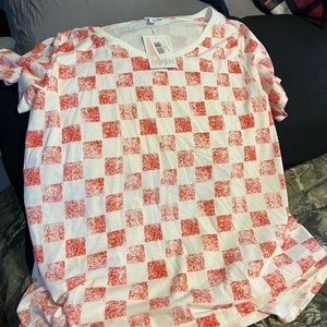 LuLarue Red Checkered short sleeve top